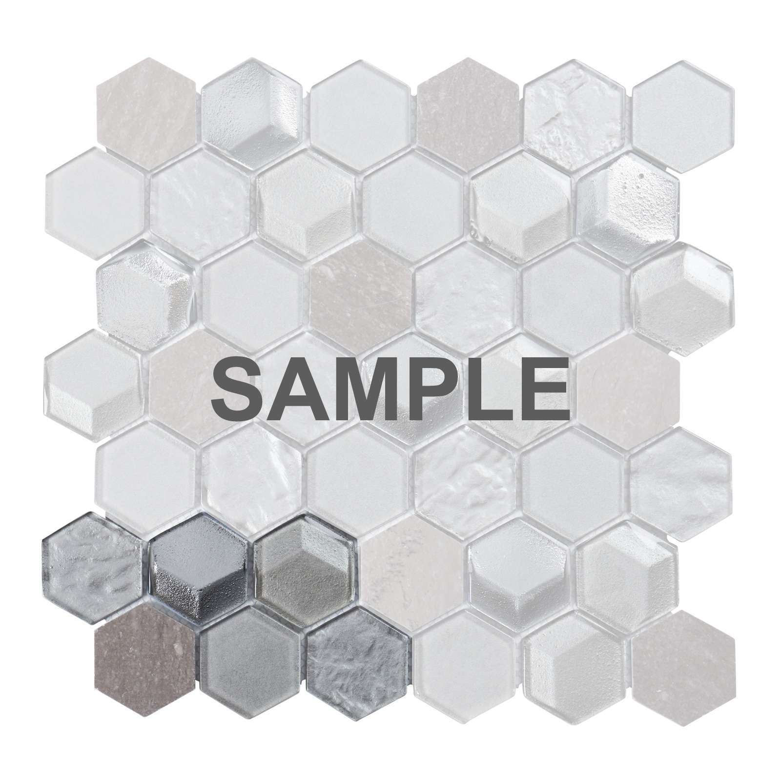 Hexagon Gray Metallic 3D Glass Marble Stone Mosaic Tile Kitchen Bath Backsplash
