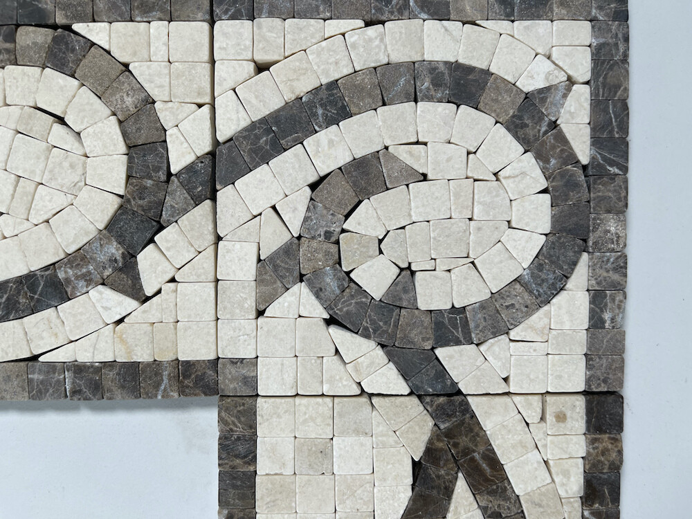 B0018T Marble Mosaic Border Listello Accent Tile Vine Emperador 4×12 Tumbled