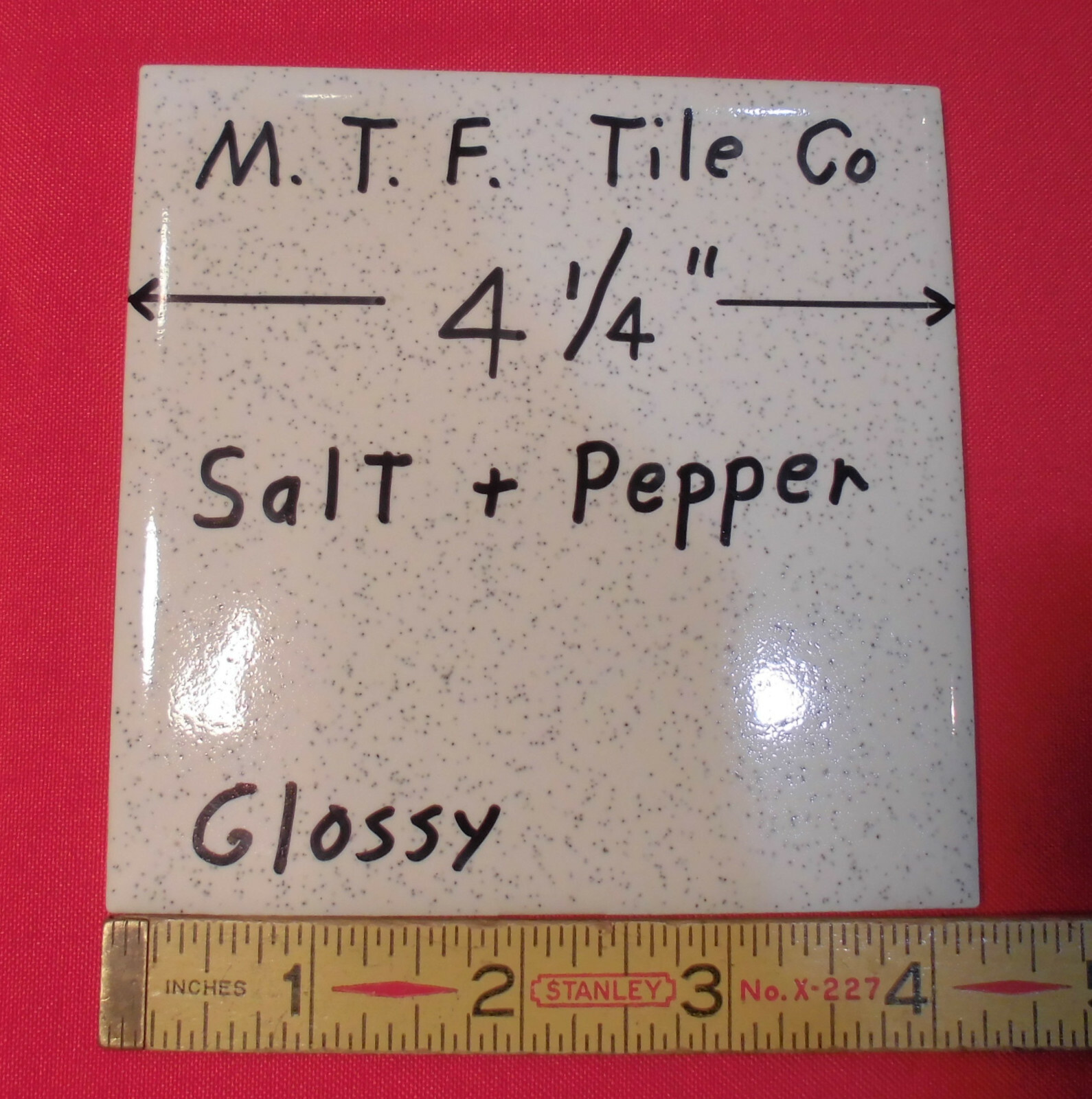 1 pc. *Salt & Pepper* 4-1/4″ Glossy Ceramic Tile by Monarch Tile Co. USA…New
