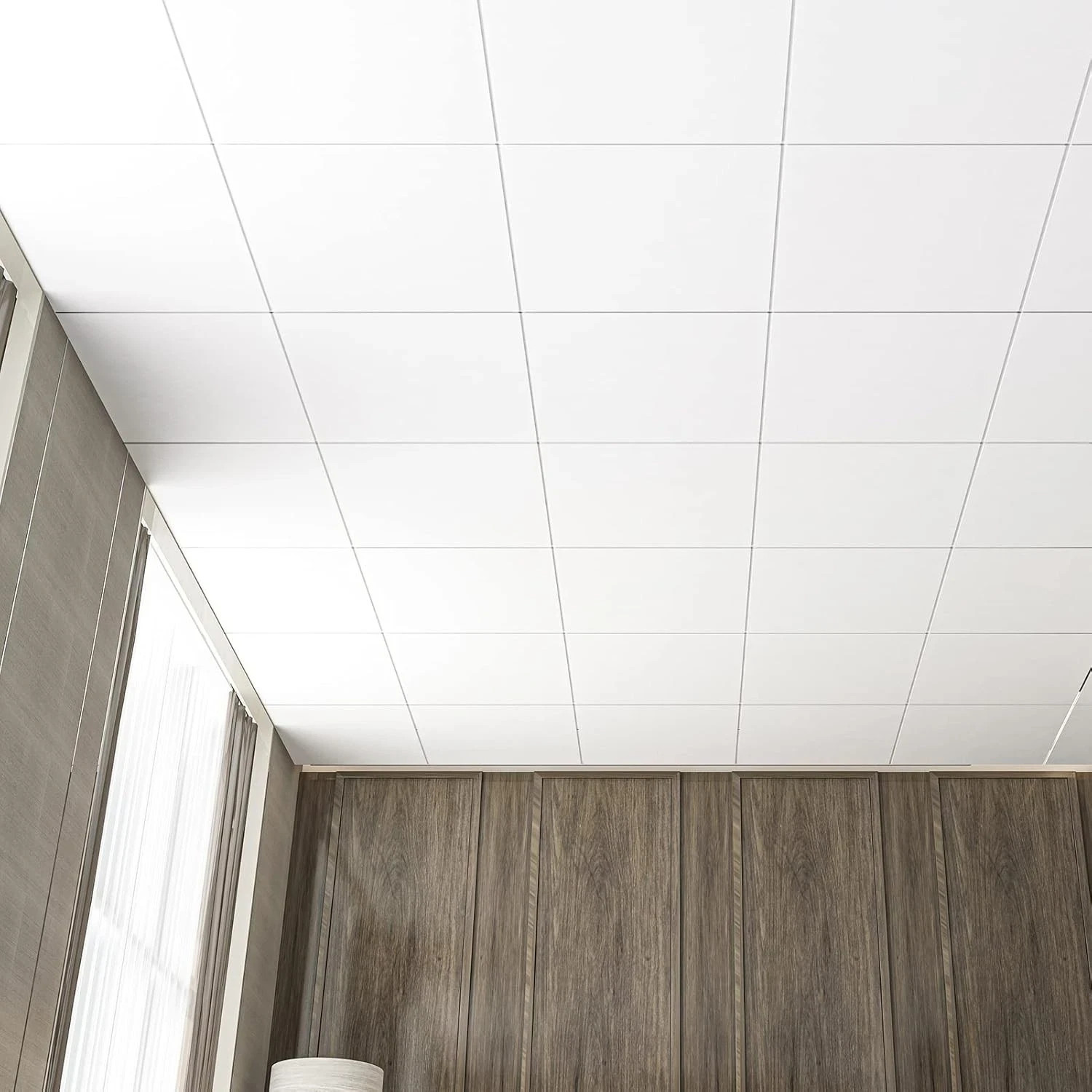 12-Pack Smooth Drop Ceiling Tile 2Ft X 2Ft – Fire-Rated, Waterproof, Reusable