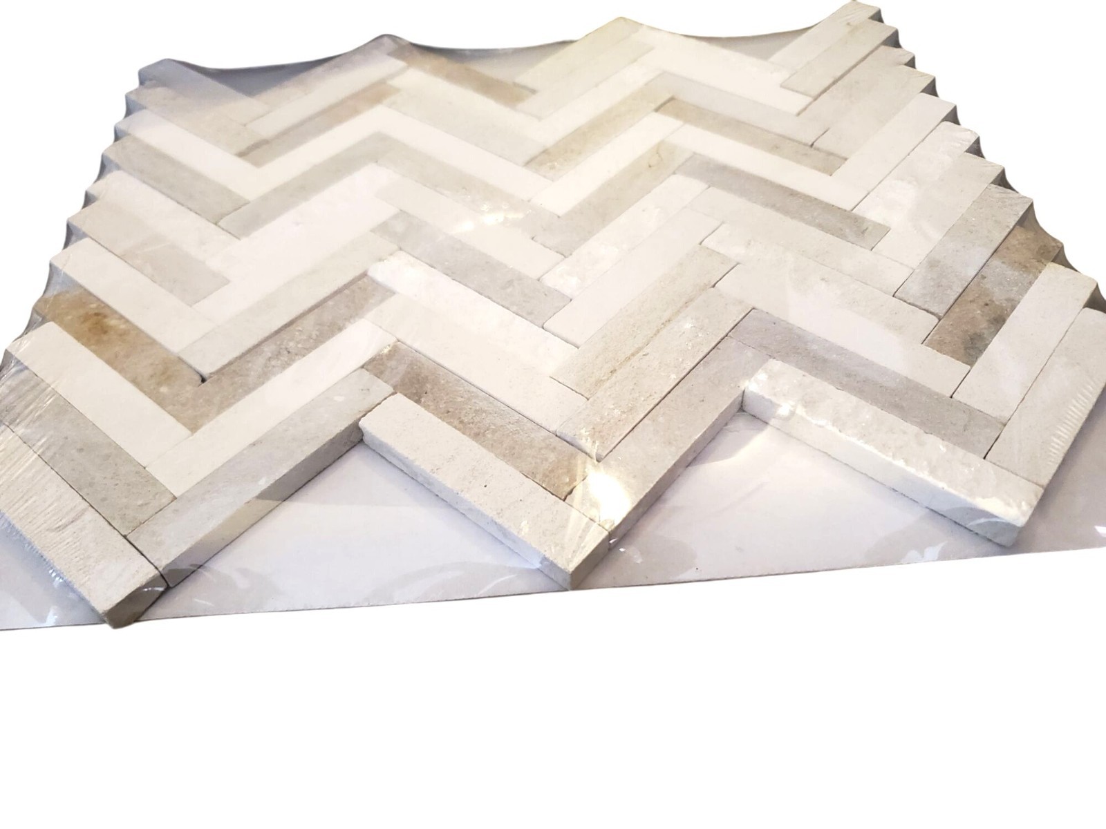 Daltile Beige Blend Chevron 10x12x0.31in Stone Mosaic Wall Tile 0.71 sqft 10 pcs
