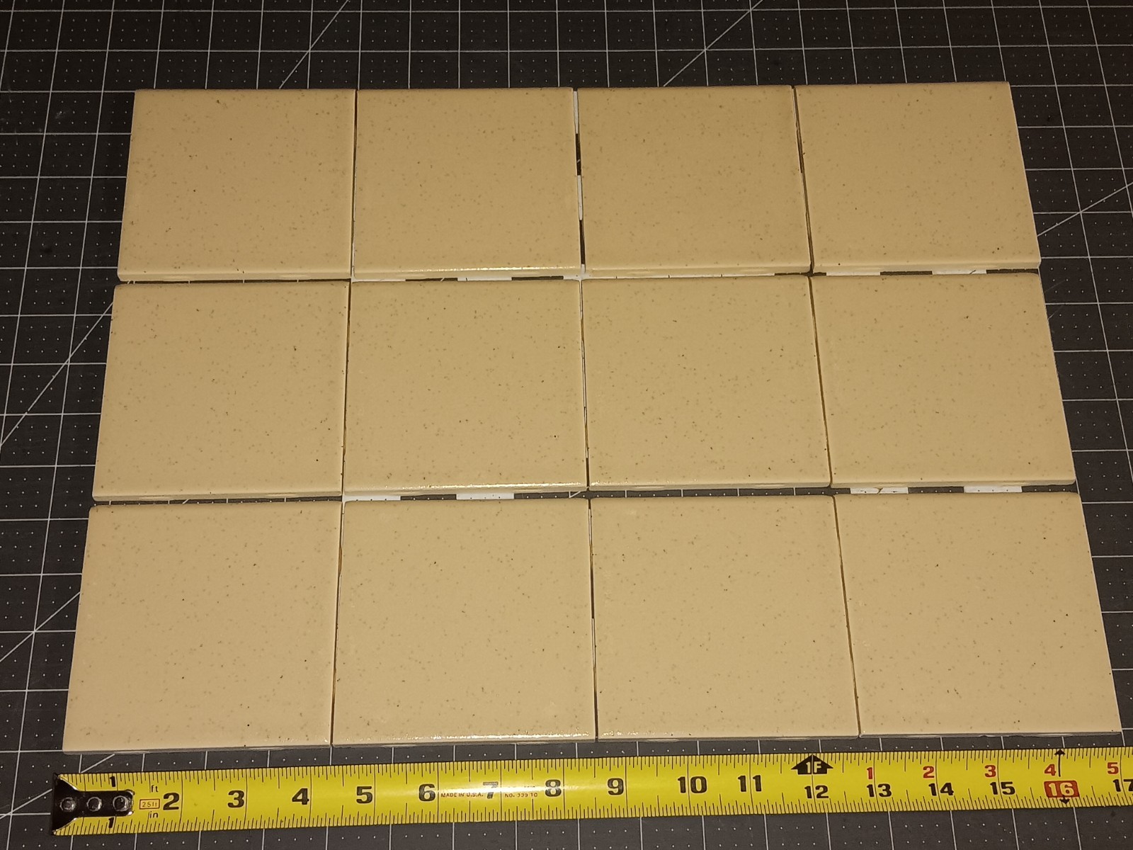 12 pc. American Olean Vintage Ceramic Tile OATMEAL BULLNOSE Bathroom Kitchen NOS