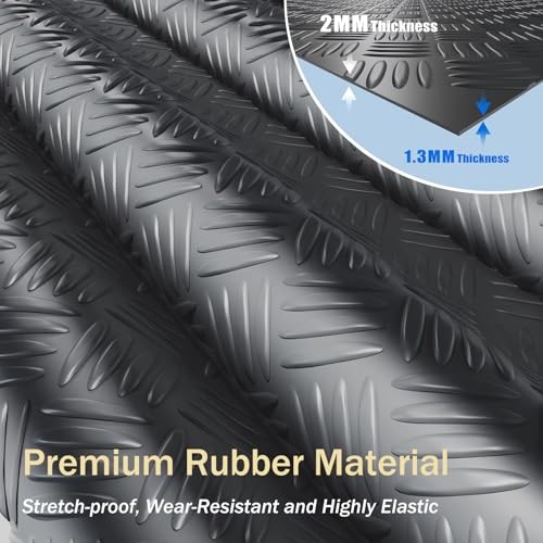 4×20 FT Garage Floor Mat, 2mm Thickened Ribbed Diamond Plate | Non-Slip