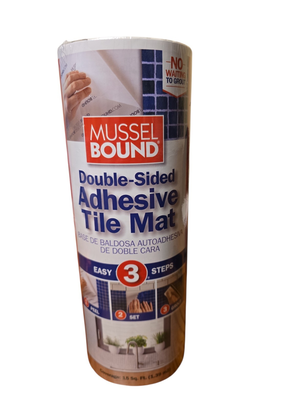 Mussel Bound Double Sided Adhesive Tile Mat with Tile Spacers 15 Sq Ft Coverage