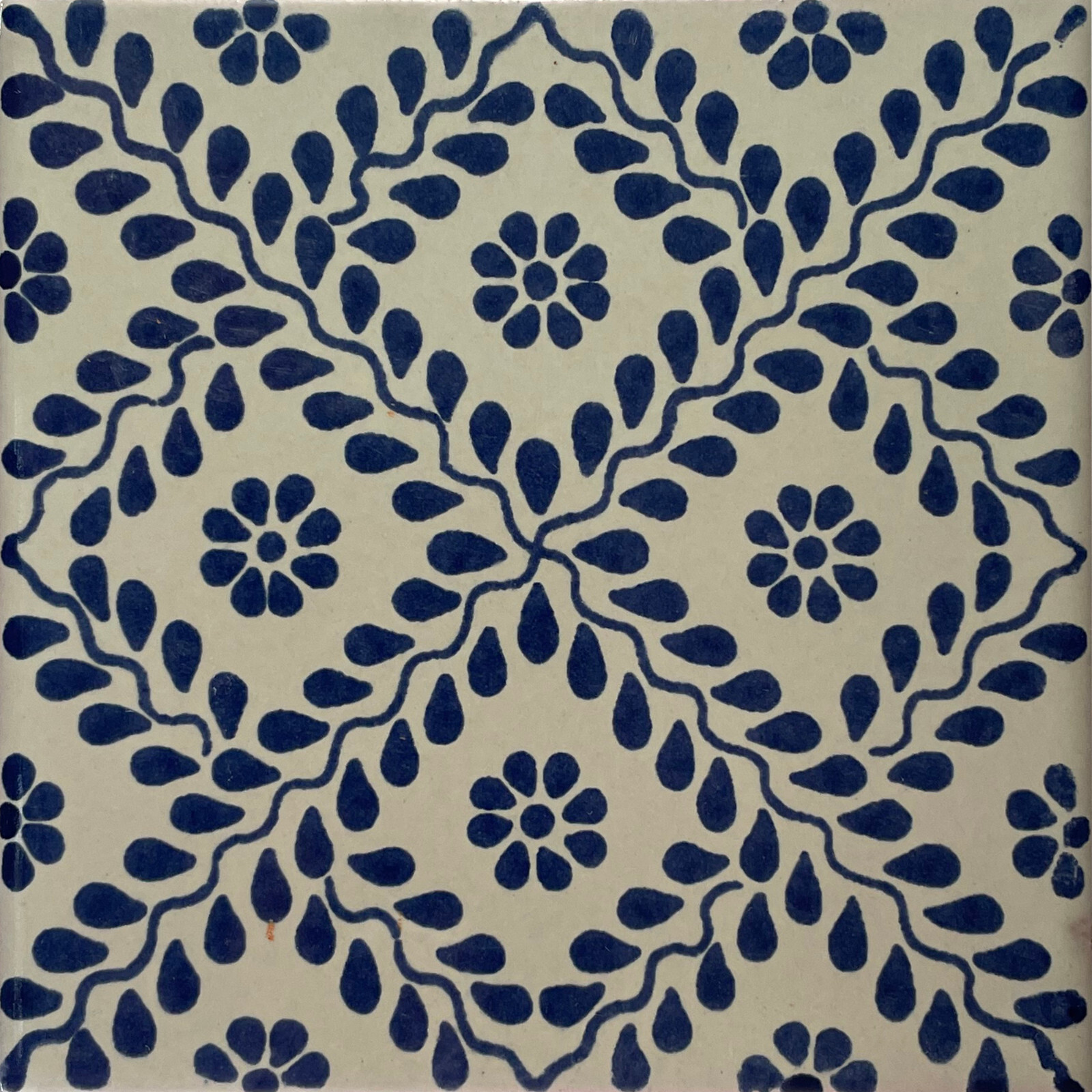 4.2×4.2 9 pcs Meshed Blue Mexican Clay Tile Handmade Talavera Backsplash Mosaic