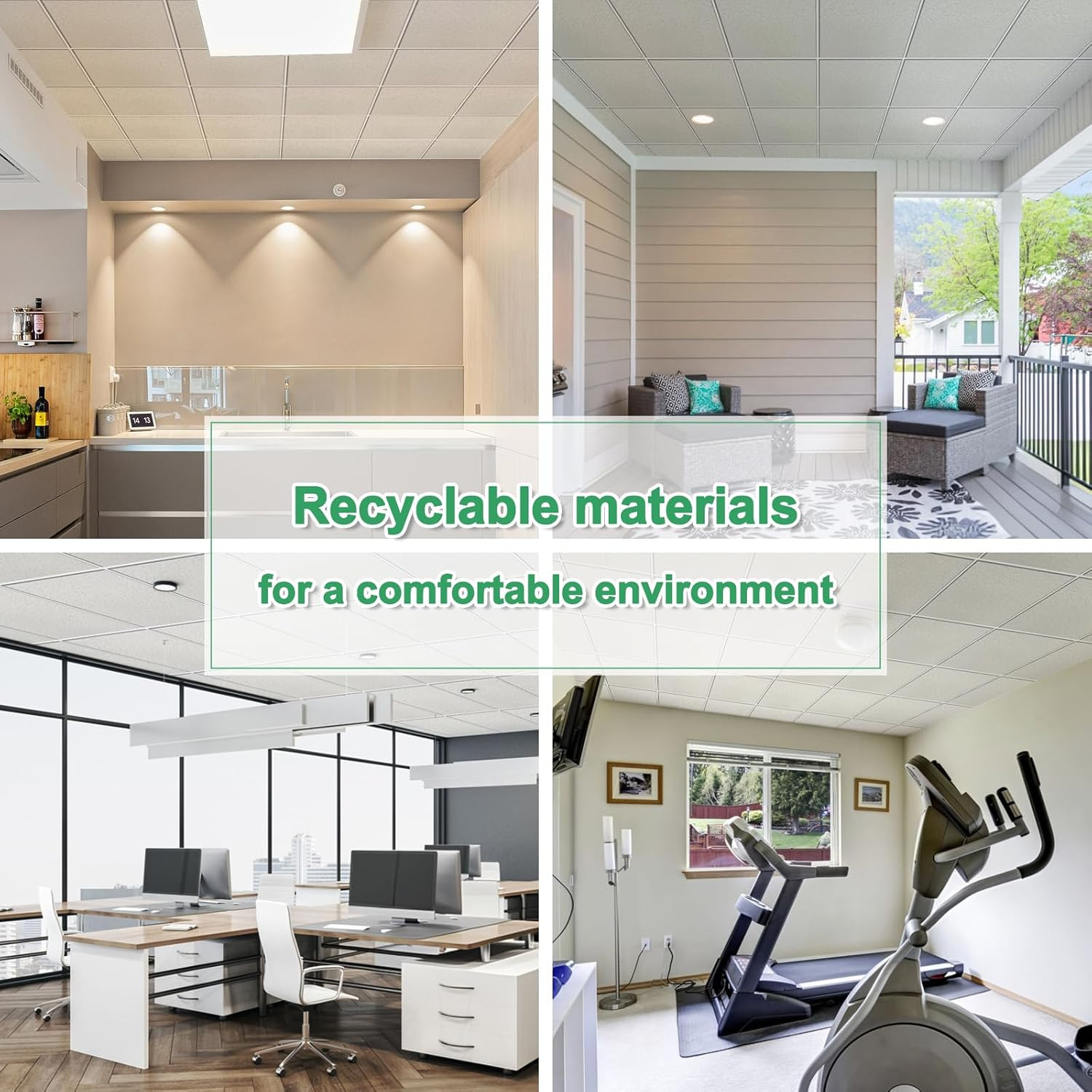Waterproof 2×4 Ft PVC Ceiling Tiles – Fire-Rated, Washable, Pack of 10