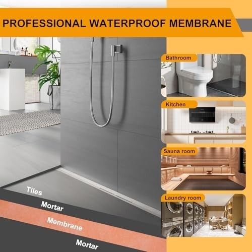Waterproof Membrane for Showers, 3.3 Ft X 98.5 Ft (323 Sq Ft), Schluter Membrane