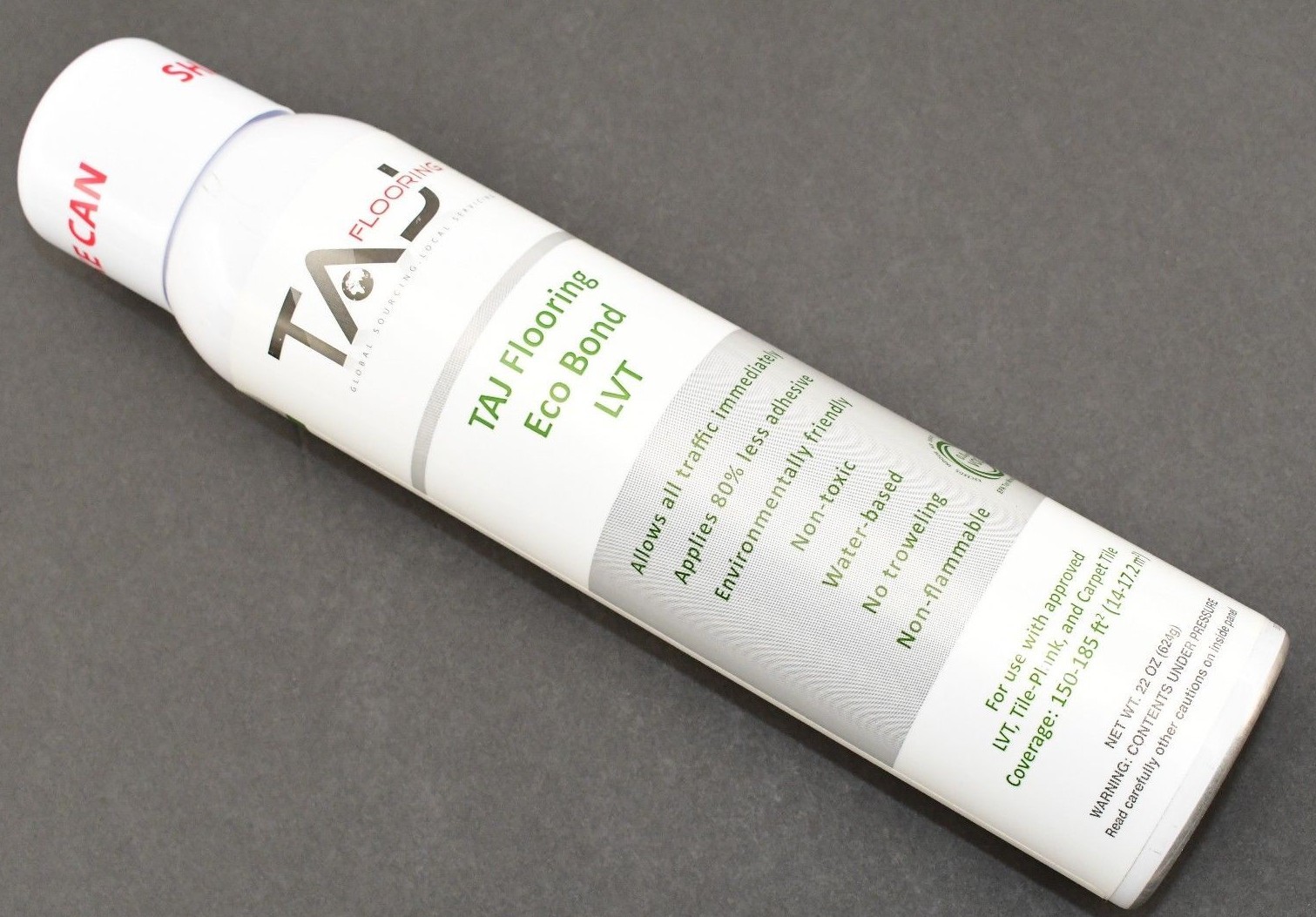 TAJ Flooring ECO BOND Adhesive for LVT Aerosol Spray Can – 22 oz, 150-185 sq ft
