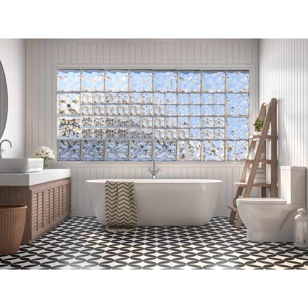 Nubio 4 in. Thick Series 6 in. x 6 in. x 4 in. (8-Pack) Wave Pattern Glass Block