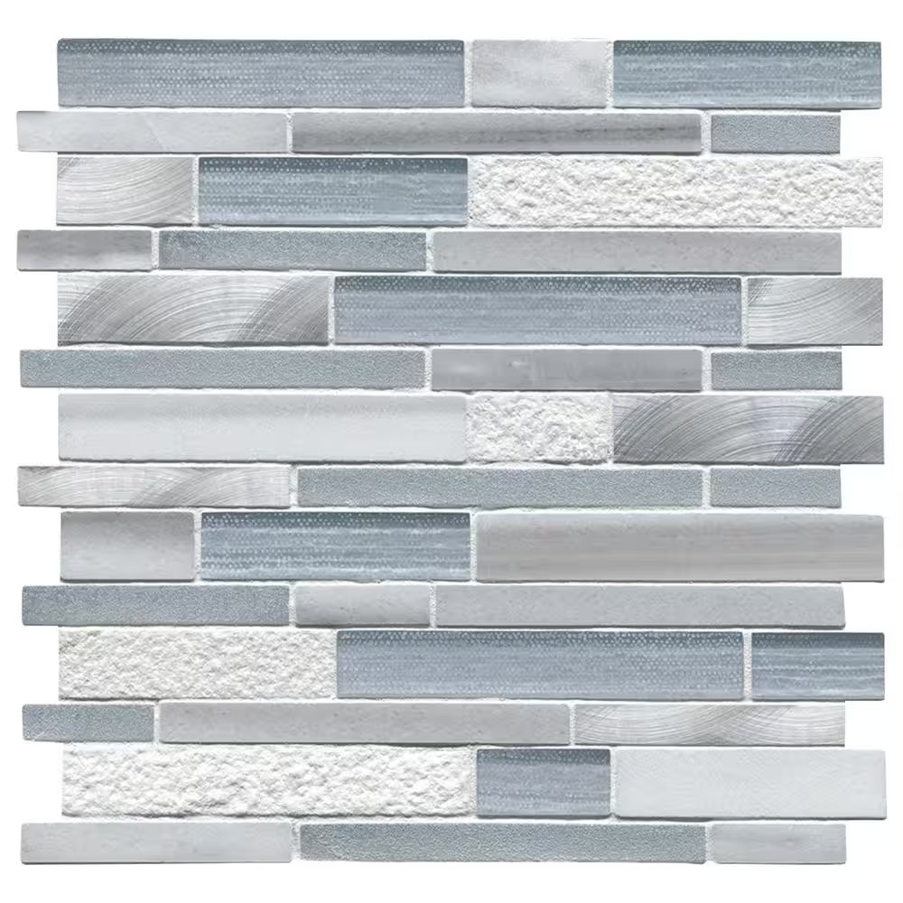 Harlow Interlocking 12 In. X 12 In. X 0.31 In. Glass/Stone/Metal Mesh-Mounted Mo
