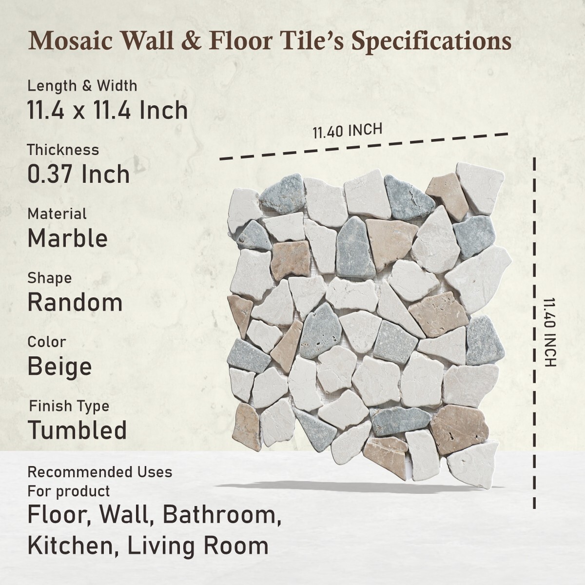 Sea Sand Random Mosaic Wall & Floor Tile ($11.84/SqFt)