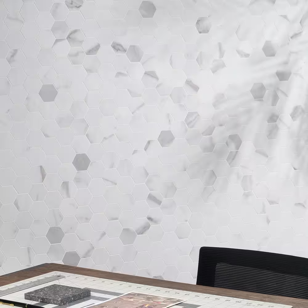 Luxe Core Hex Calacatta 11.61 In. X 11.81 In. SPC Peel and Stick Tile (0.95 Sq.