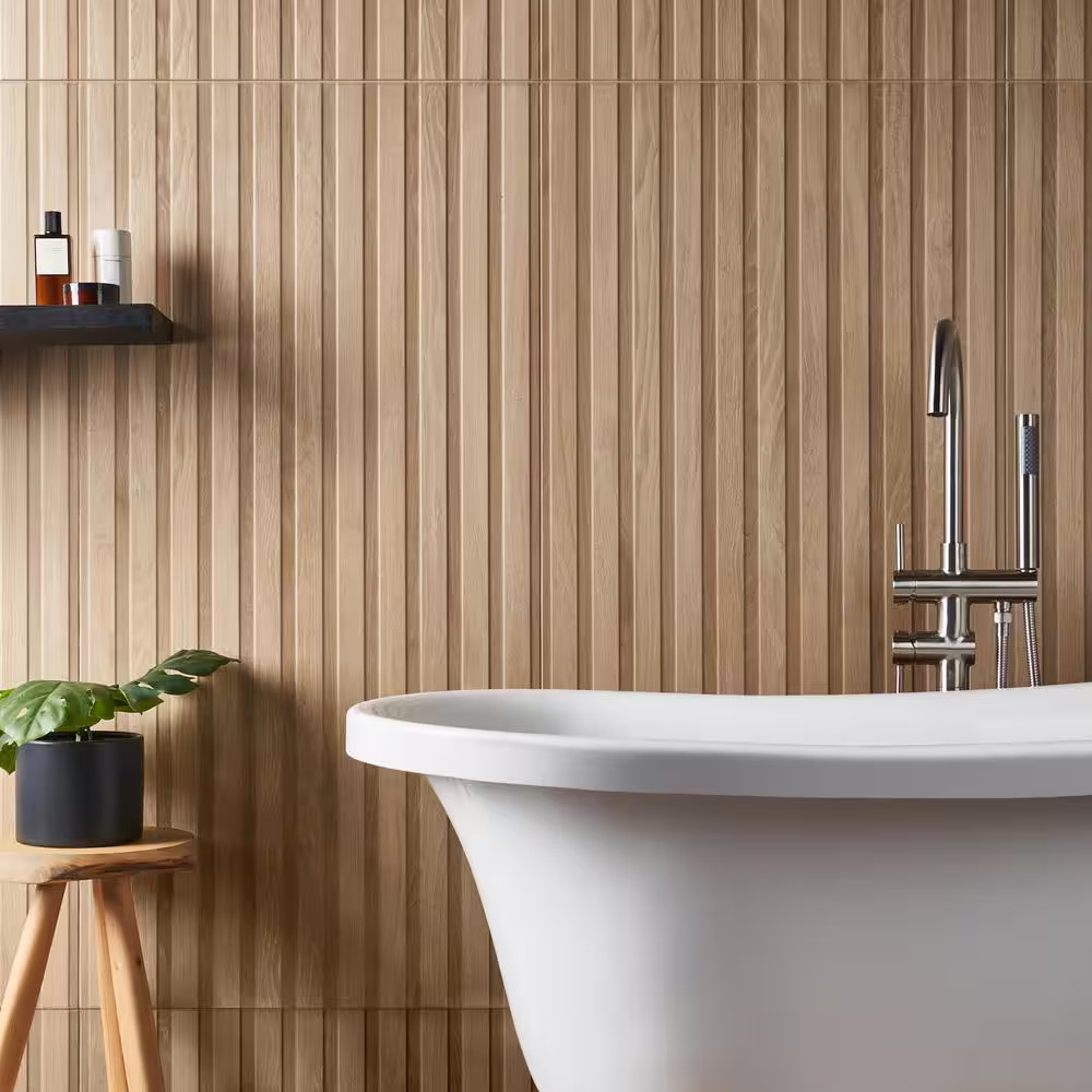 Brookline Ribbon Miel Brown 23.62 In. X 47.24 In. Matte Porcelain Floor and Wall
