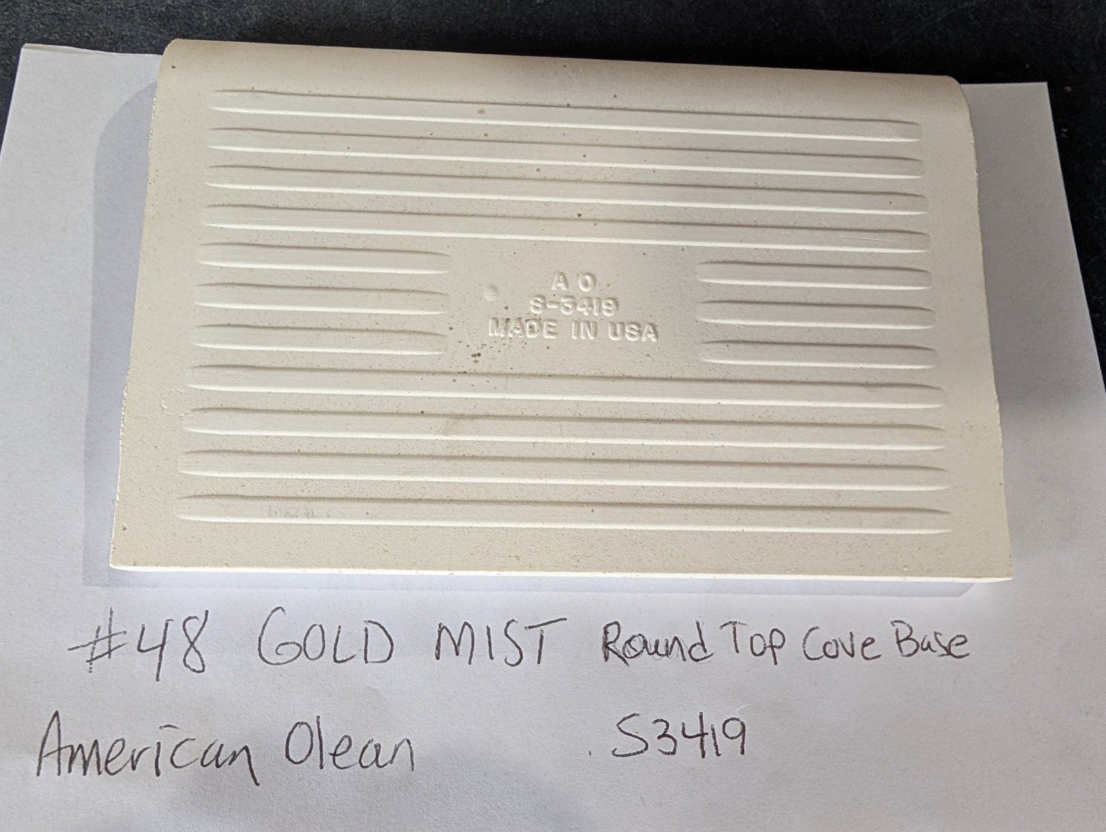 1 Pc American Olean Gloss Gold Mist #48 S3419 Ceramic Tile Cove base 4-1/4″ X 6″