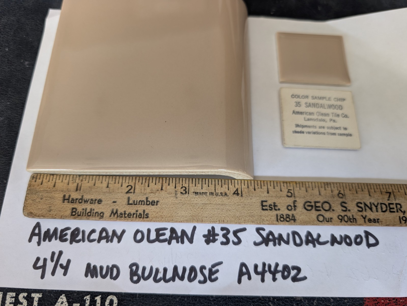 2 pcs American Olean Bullnose Mud Cap A4402 4-1/4″ Sandalwood #35 Glossy NEW USA