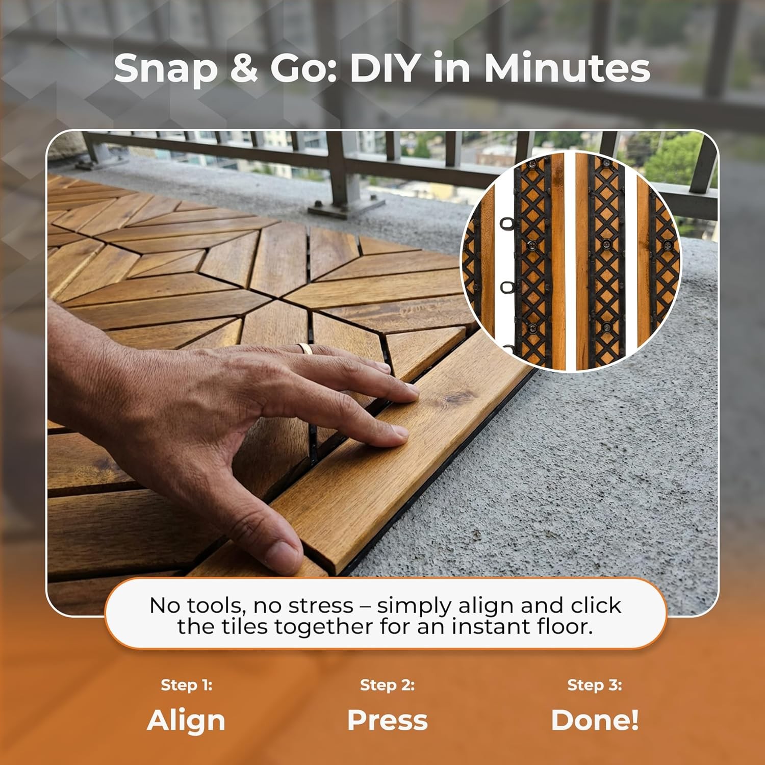 Acacia Hardwood Straight Edge for Interlocking Deck Tiles Decking Straight