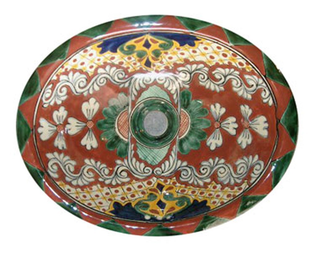 #056) MEDIUM 17×14 MEXICAN BATHROOM SINK CERAMIC DROP IN UNDERMOUNT BASIN