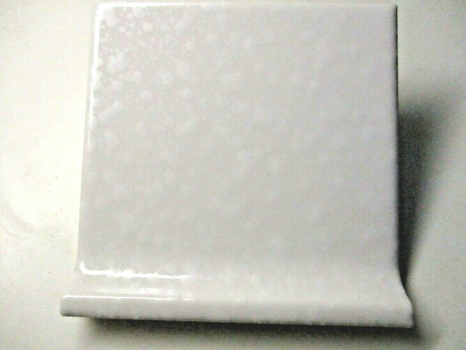 1 Cove Base Wall Tile Wheeling USA 1960 Ceramic 4-3/8″ Mottled Off White MCM Vtg