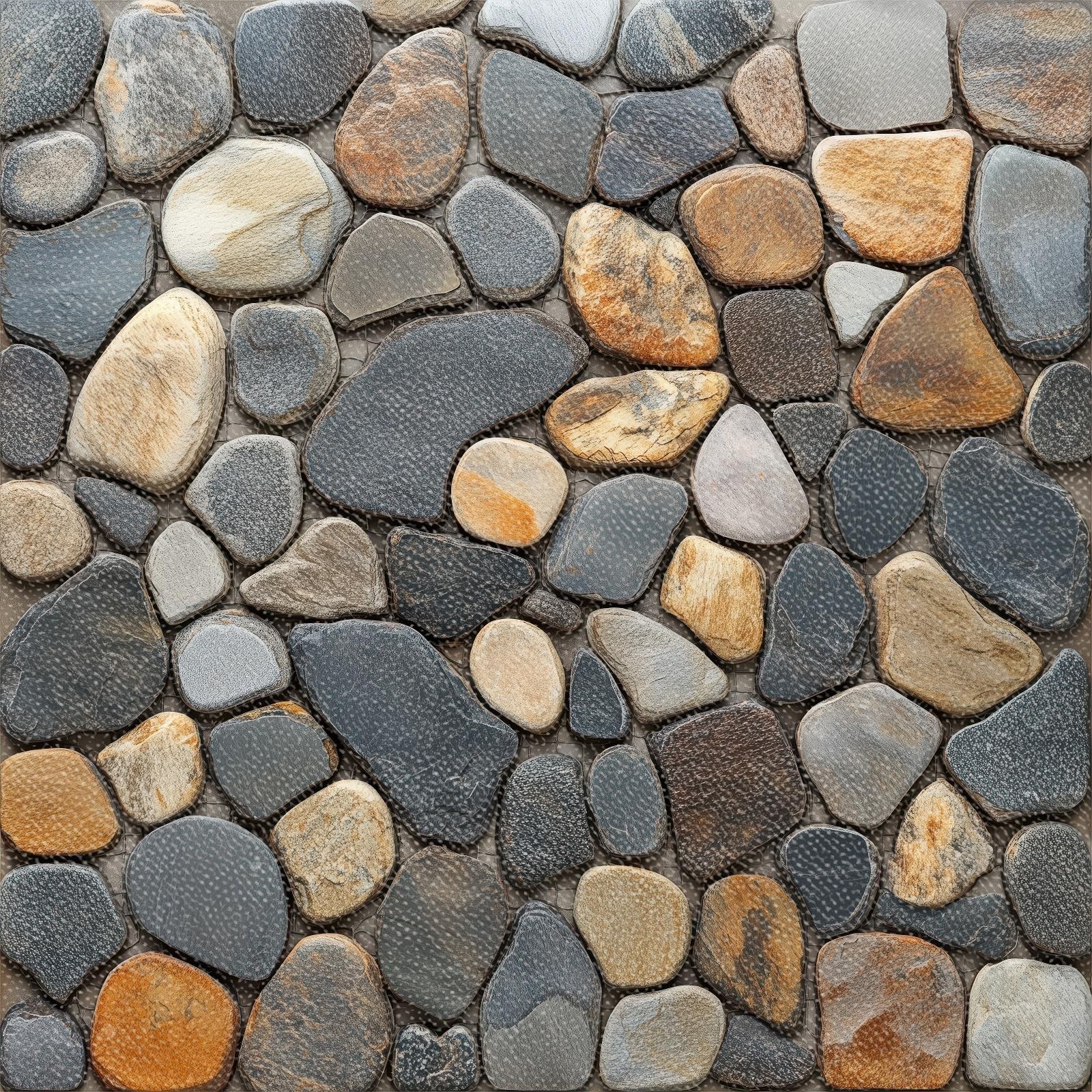 10PCS 12×12 Inch Pebble Stone Look Peel and Stick Floor Tiles Flat Self Adhes…
