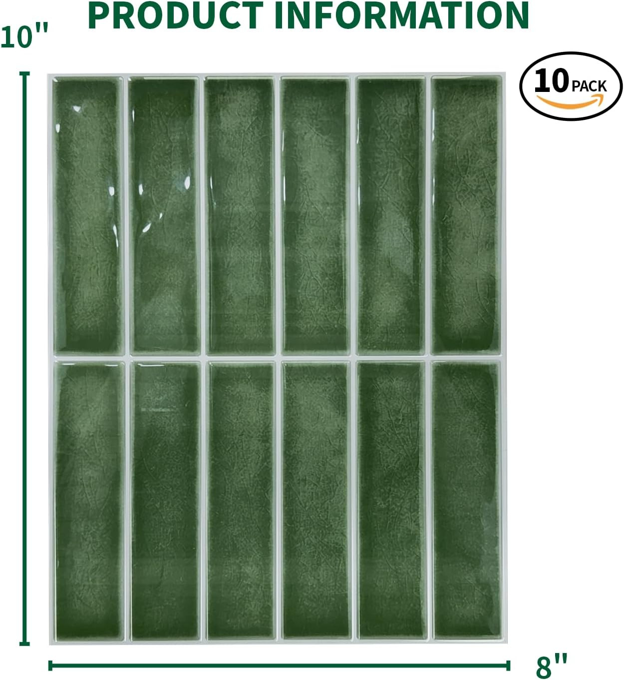 10-Sheet Peel and Stick Backsplash for Kitchen, 10” x 8” Self Adhesive Marble Gr