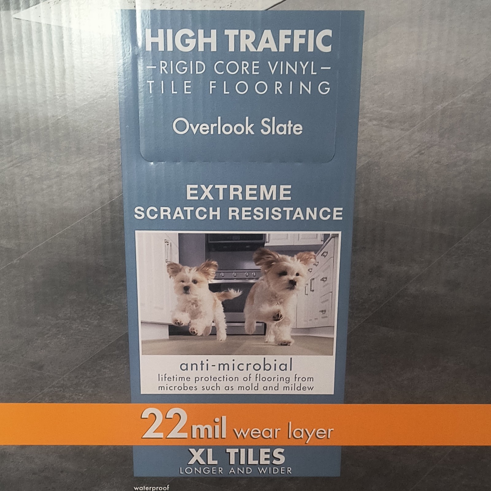 Lifeproof High Traffic Rigid Core Vinyl Tile Slate 22mil XL Drop-Lock Waterproof