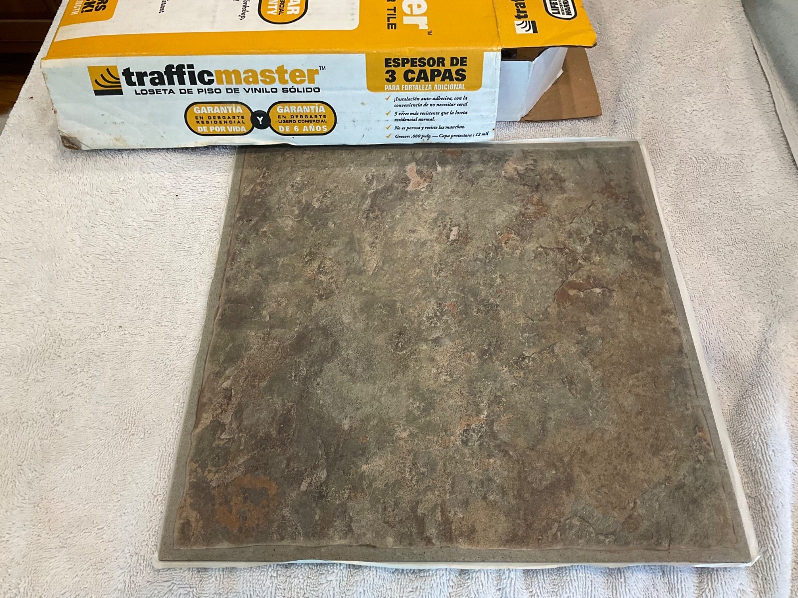 4 Pieces Traffic Master 12×12 Verde Stone TM379 Peel And Stick Vinyl Flooring