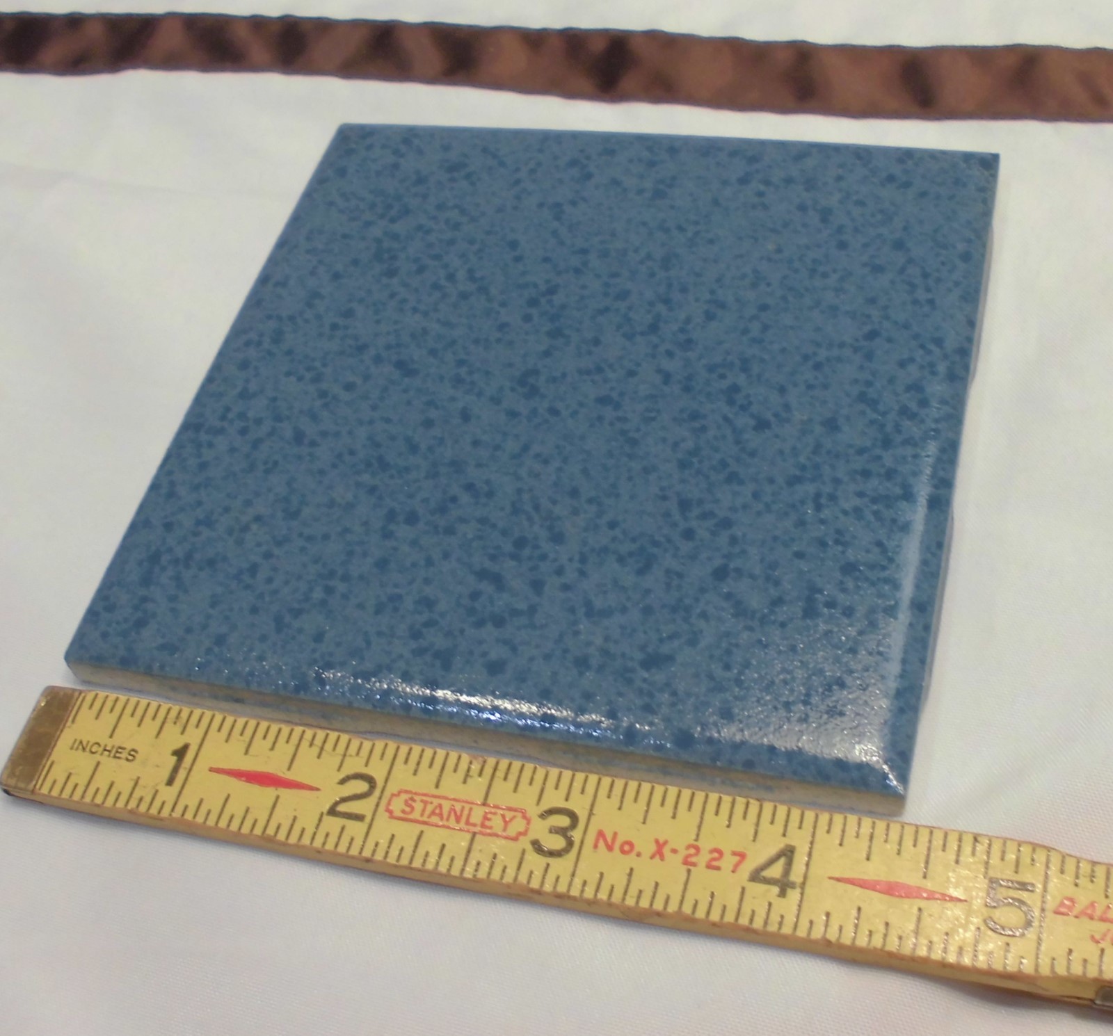 1 pc. *Thunder Blue* Matte Ceramic Tiles 4-3/8″ Crystal Glazed by M.C.T. NOS