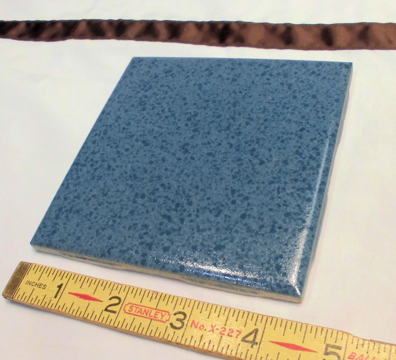 1 pc. *Thunder Blue* Matte Ceramic Tiles 4-3/8″ Crystal Glazed by M.C.T. NOS