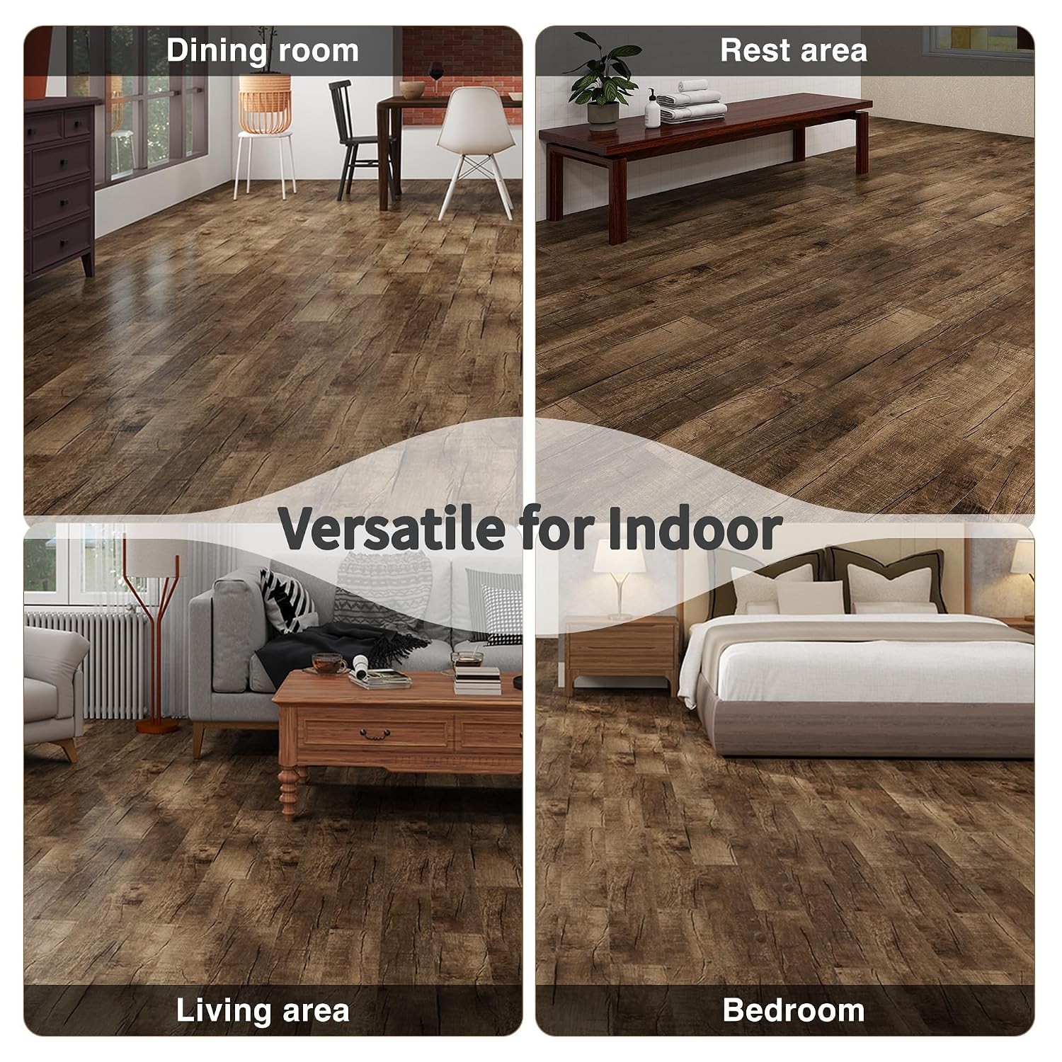 36 Pack Peel and Stick Vinyl Plank Flooring 54 Sq.Ft Wood Look Waterproof