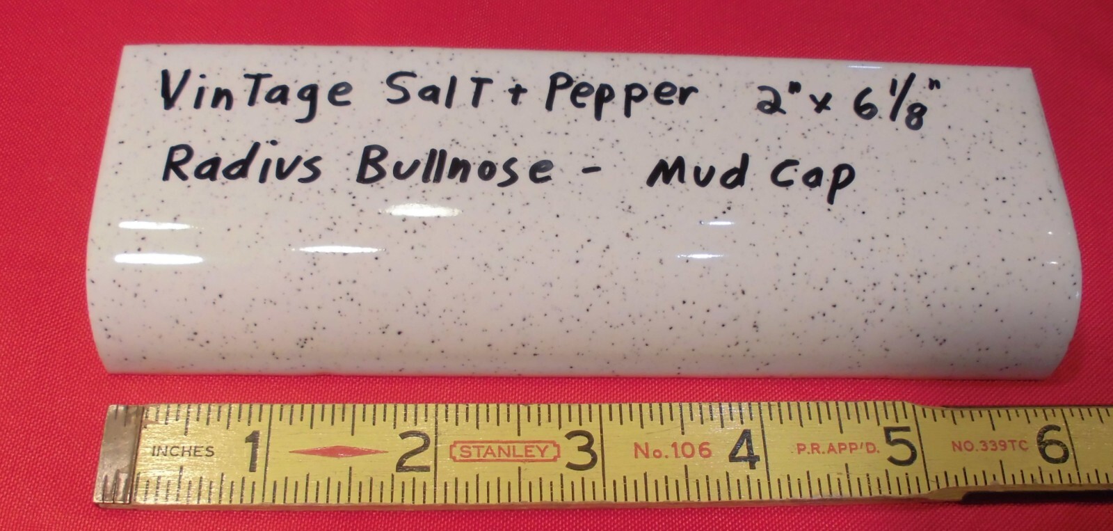 1 pc. Salt & Pepper Ceramic Bullnose Tile 2” X 6” American Olean, NEW STOCK