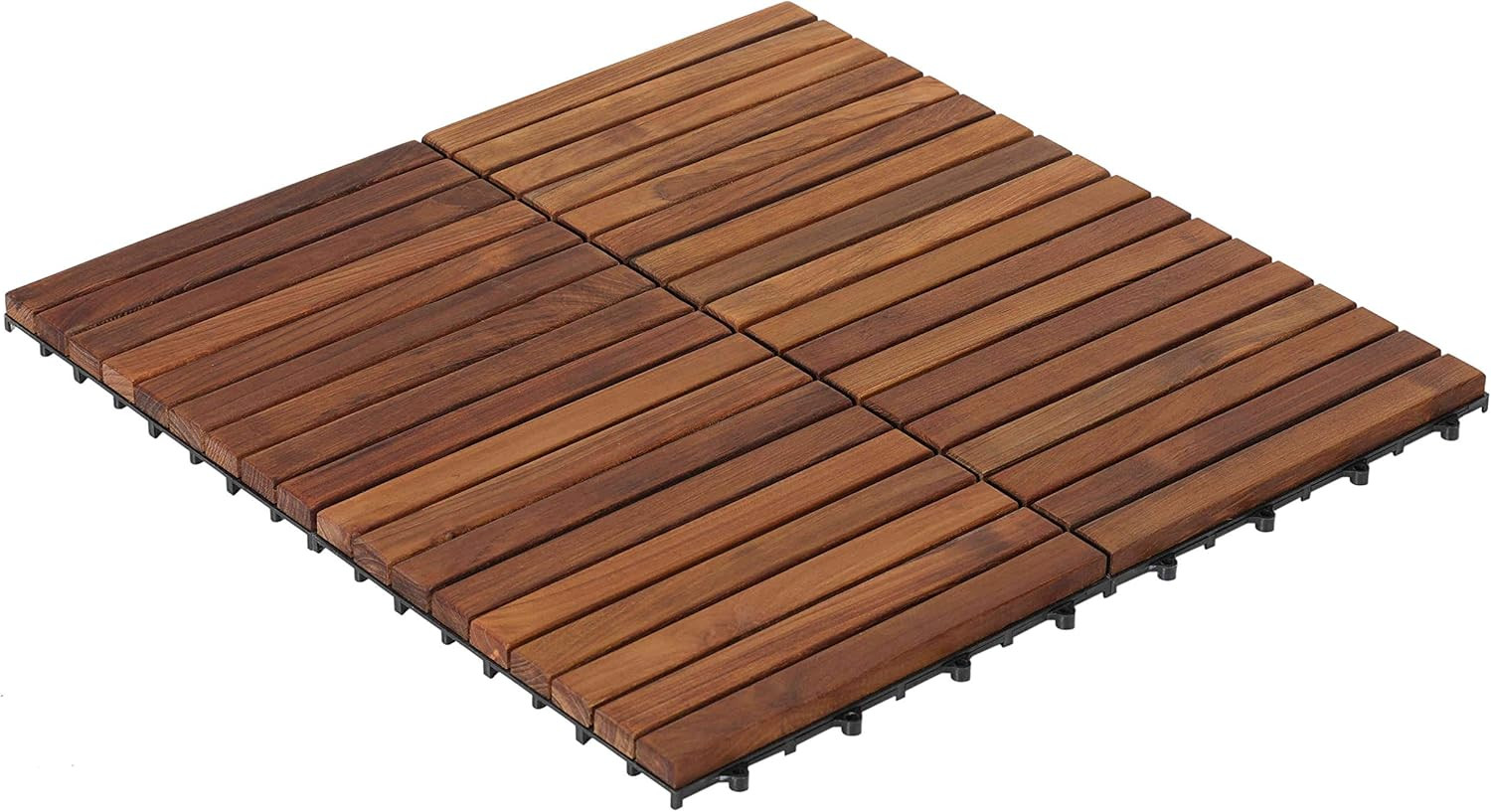 Ez-Floor Interlocking Flooring Tiles in Solid Teak Wood Oiled Finish (Set of 10)