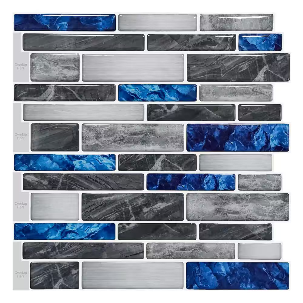 12 In. X 12 In. Vinyl Peel and Stick Backsplash Tile for Kitchen Self-Adhesive B