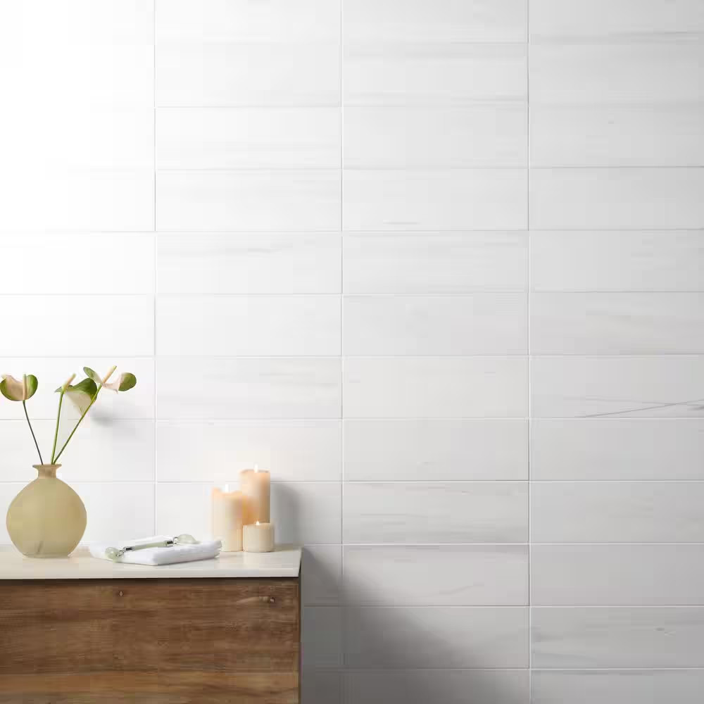 Bianco Dolomite White 4 In. X 12 In. Honed Marble Floor and Wall Tile (6.56 Sq.