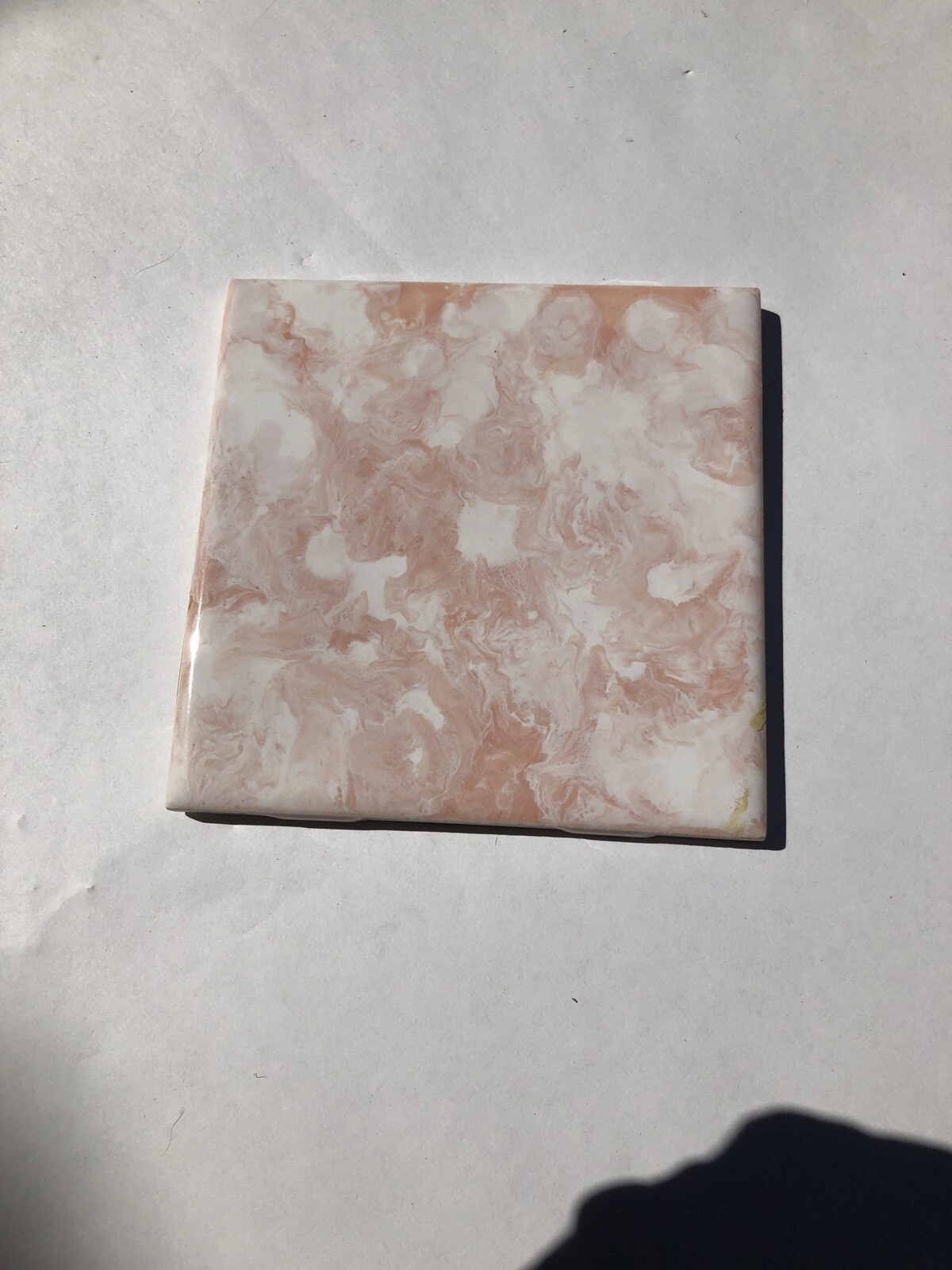 Pink Rose Ceramic Gloss Wall Tile Wavy Marble 4.25”Vintage Mid Century Modrn 4×4