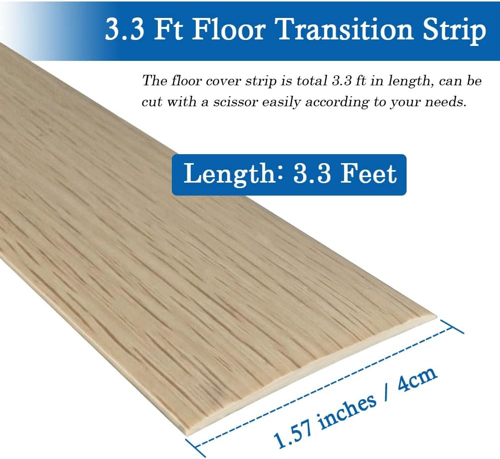 Floor Transition Strip Self Adhesive Floor Cover Strips Laminate 1.57″ Wide Viny
