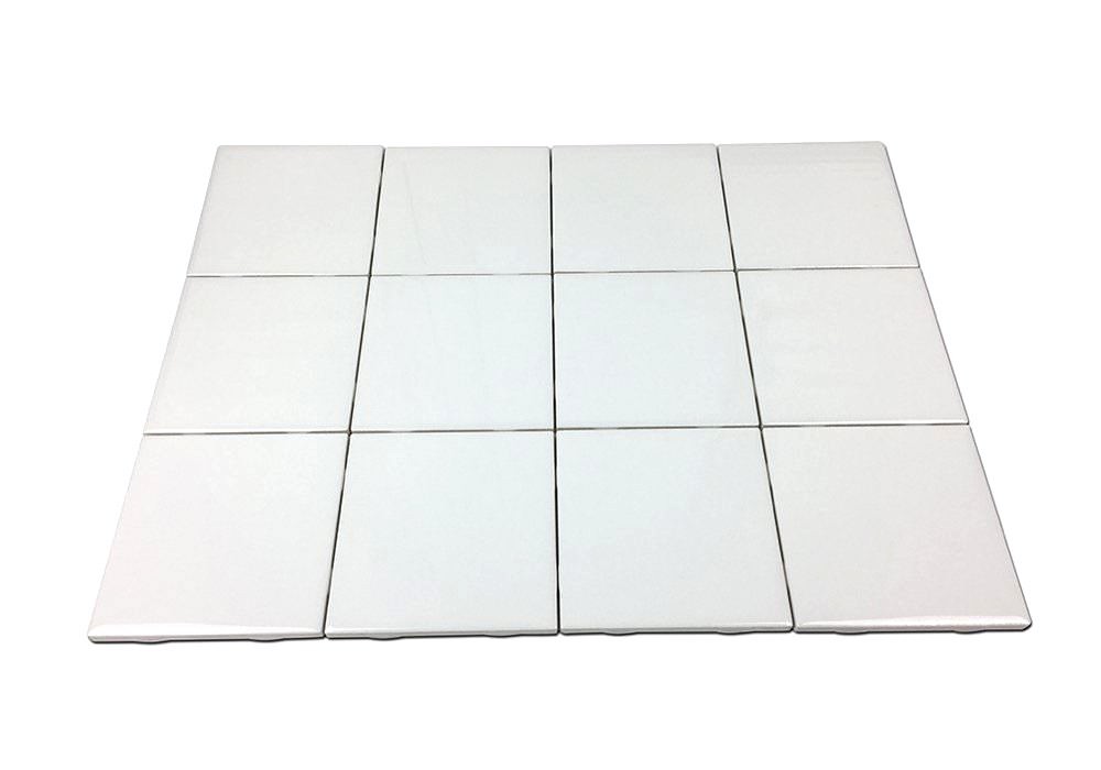 4×4 White Glossy Ceramic Subway Tile Shower Wall Floor Made in USA (1 SF)