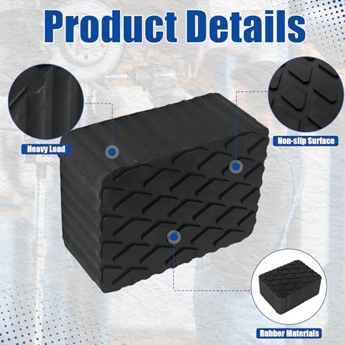 4 Pack Solid Rubber Auto Lift Pads 3000lb Heavy-Duty Jack Stand Pads Anti-Slip
