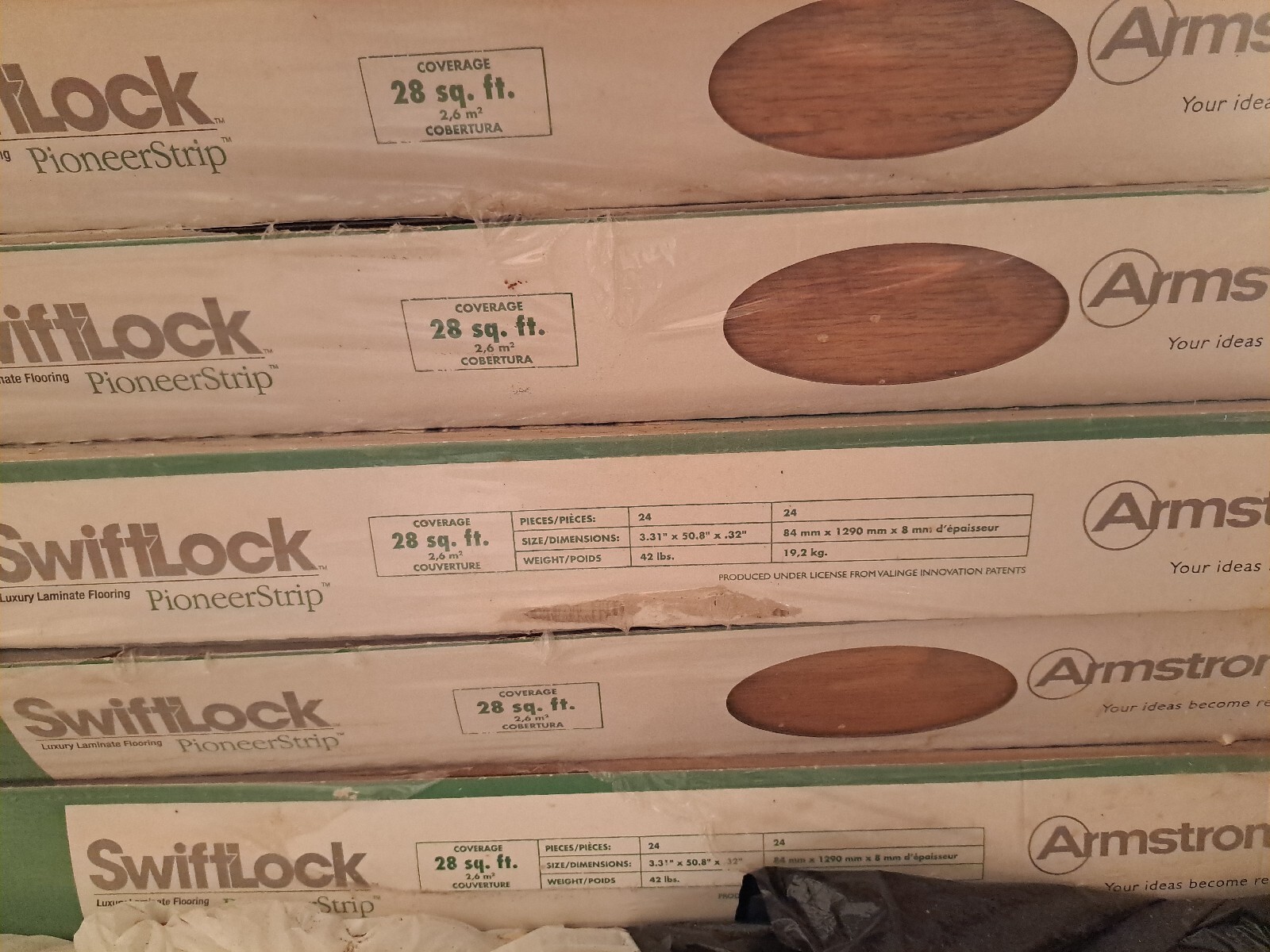 NEW Armstrong Swiftlock Boxed Wood Laminate Floor Planks 25 Boxes Available