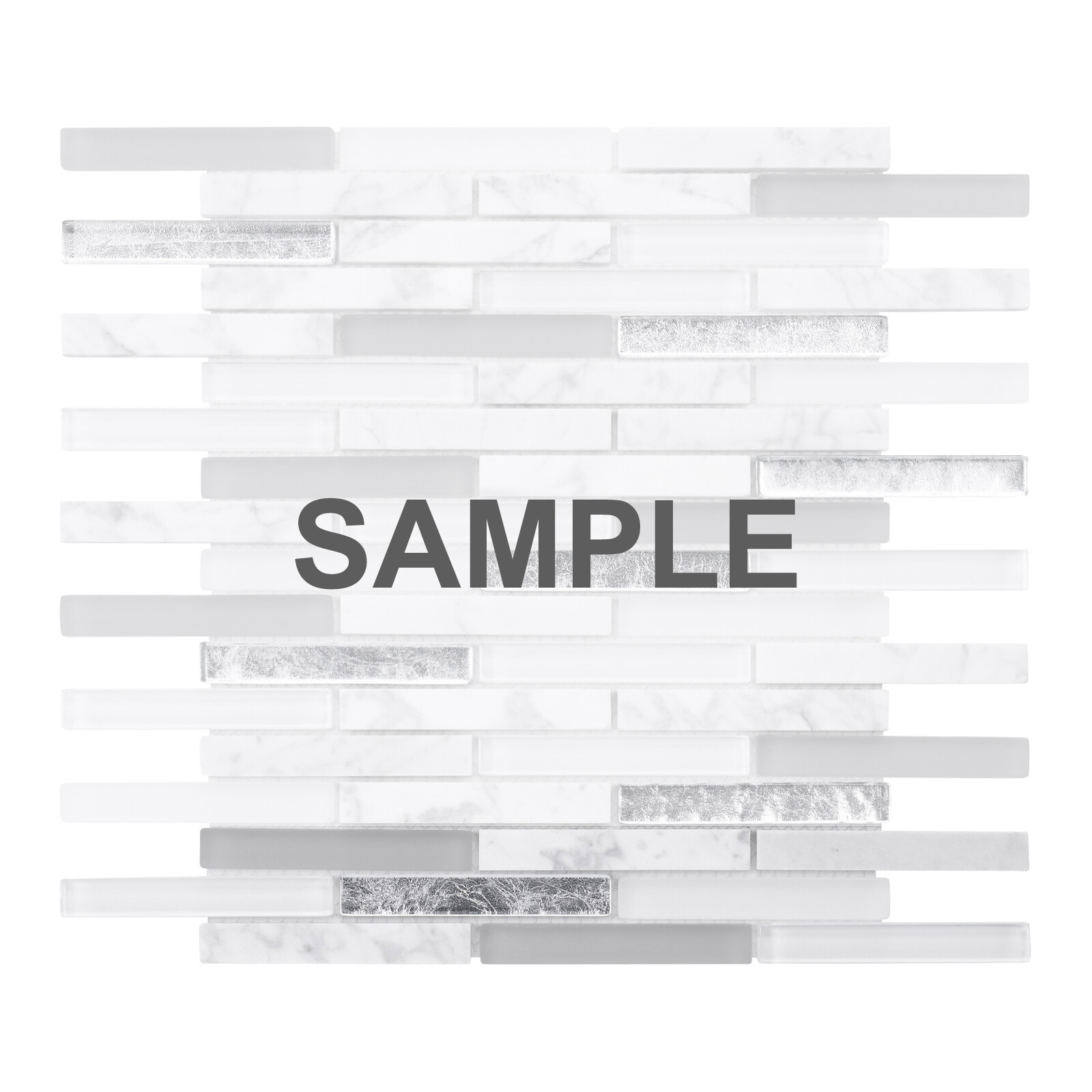 Calacatta Marble Stone Pure White Glass Metallic Silver Mosaic Tile Backsplash