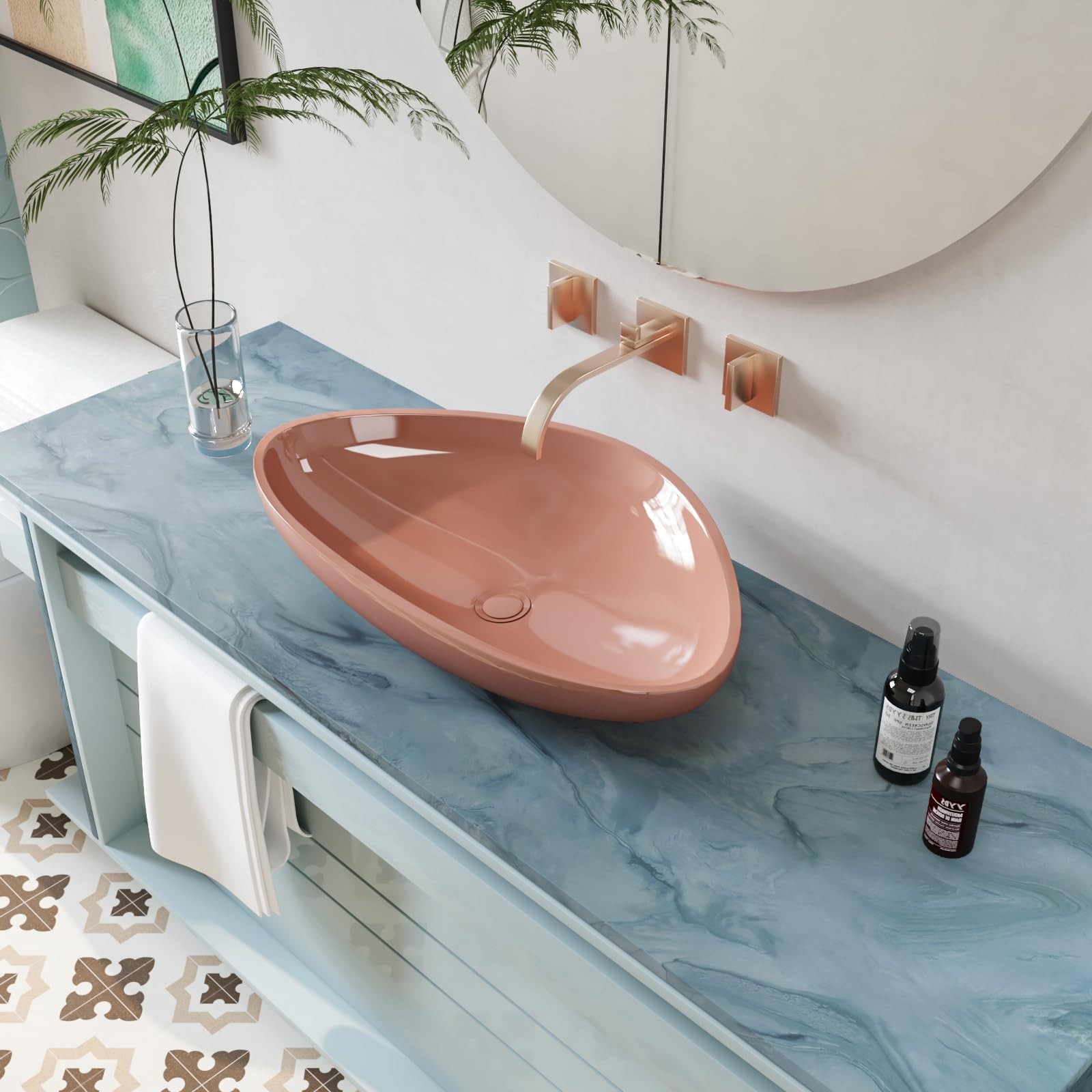 CRE8TIVE Teal Liquid Marble Contact Paper for Countertops Waterproof Matte Ma…