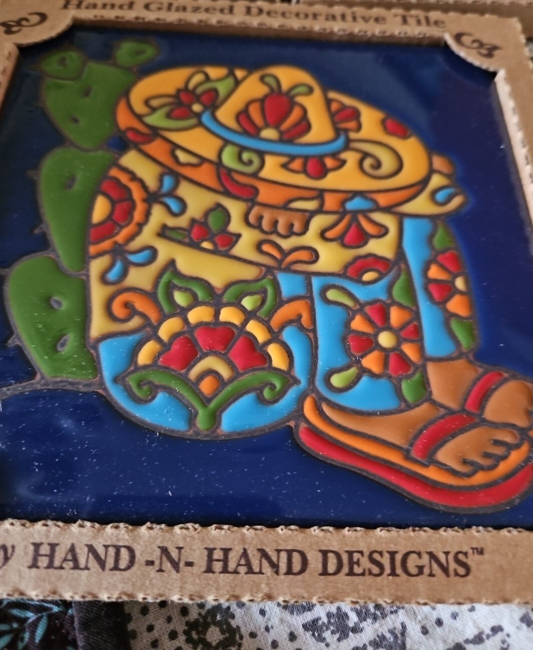 Set Of 3 Hand N Hand Designs USA Hand Glazed Decorative Tiles 6″x6″ NEW