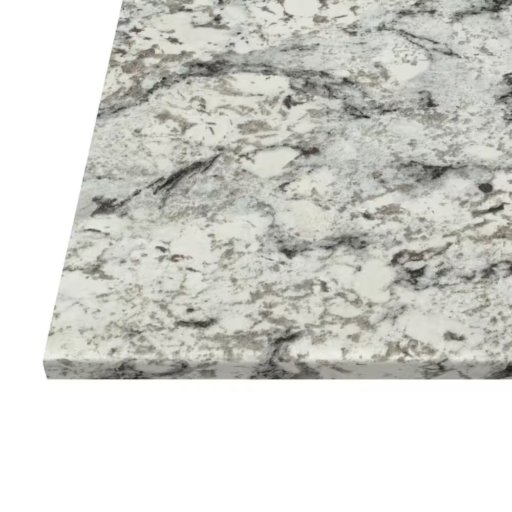 8 Ft. Straight Laminate Countertop All-Inclusive Kit in Textured White Ice Grani