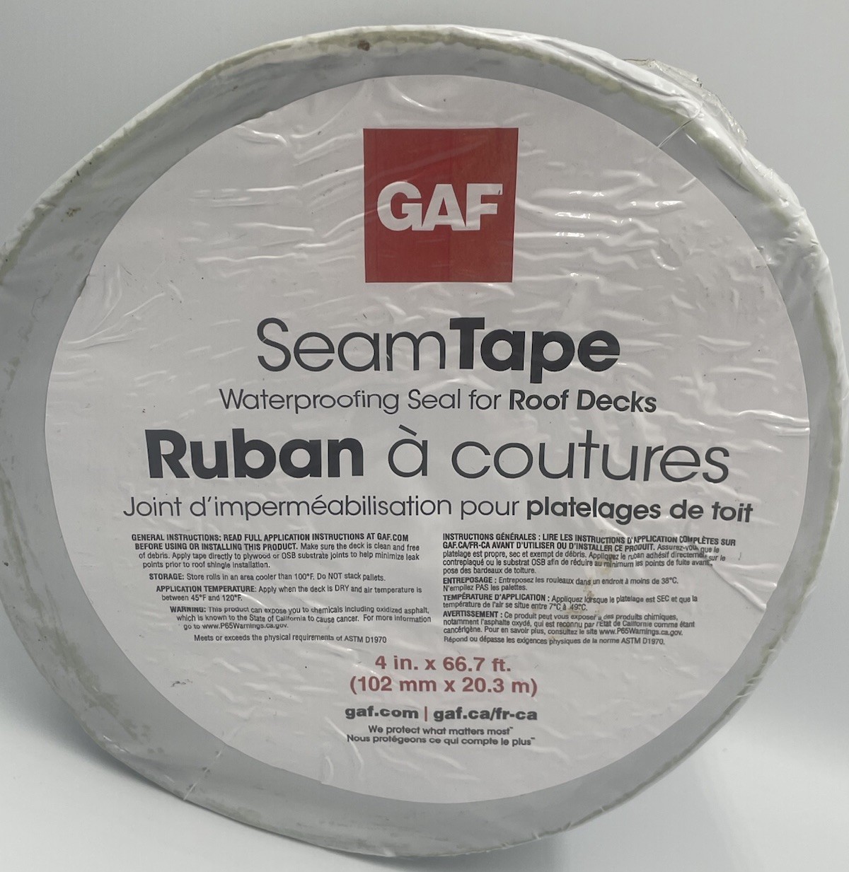 GAF Seam Tape 4″ x 66.7’ Seals Joints for Roof Decks **NEW SEALED**