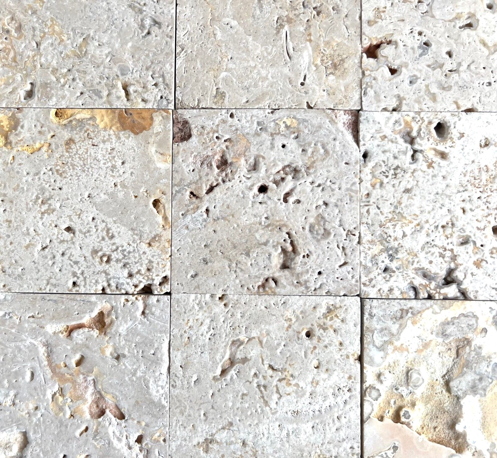 Ivory Rustic Scabos 4×4 Brushed Travertine Floor and Wall Backsplash Tile 1 PC