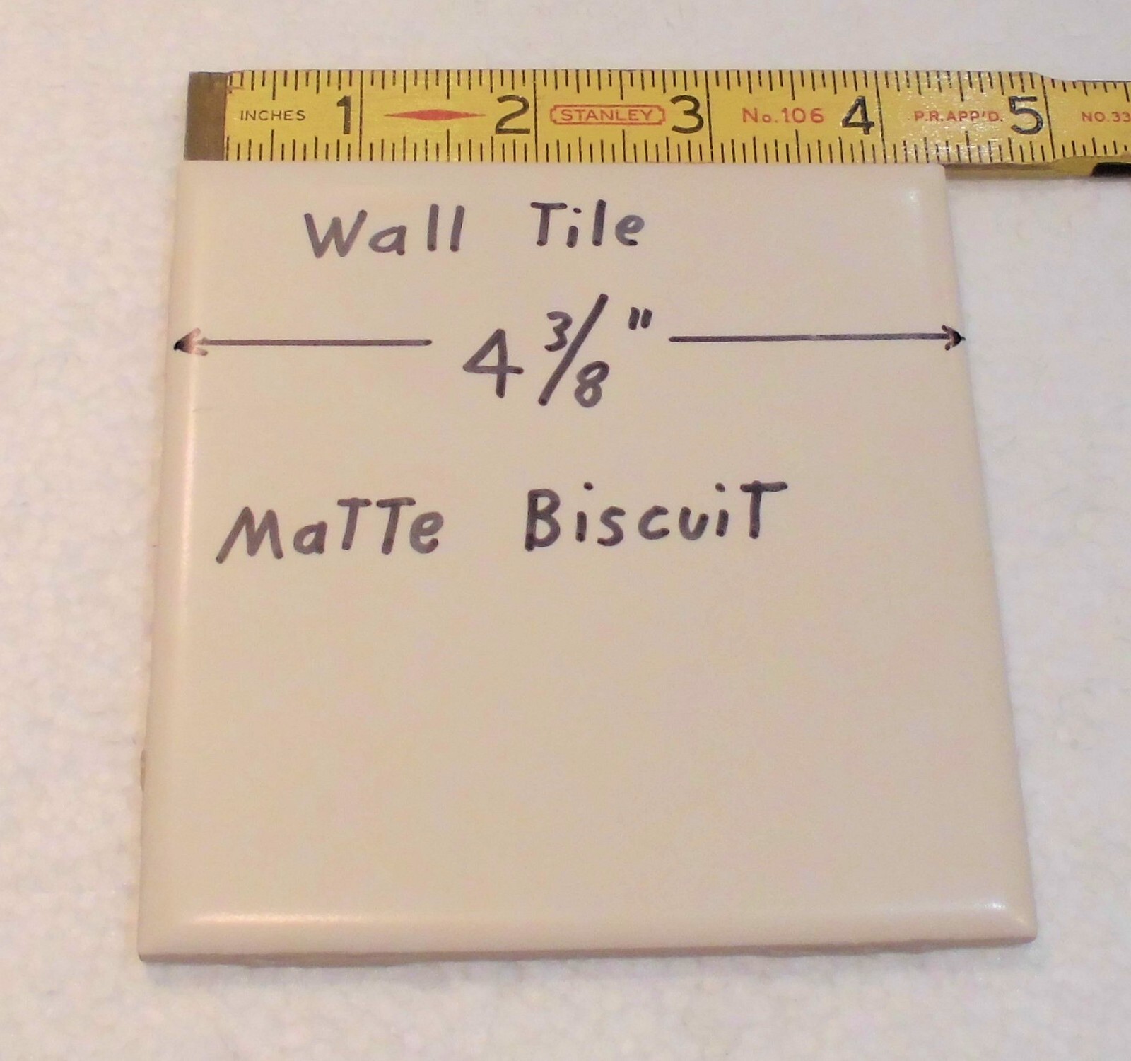 1 pc. Matte Ceramic Wall Tile *Biscuit Color* 4-3/8″ X 1/4″ thick, off-white,