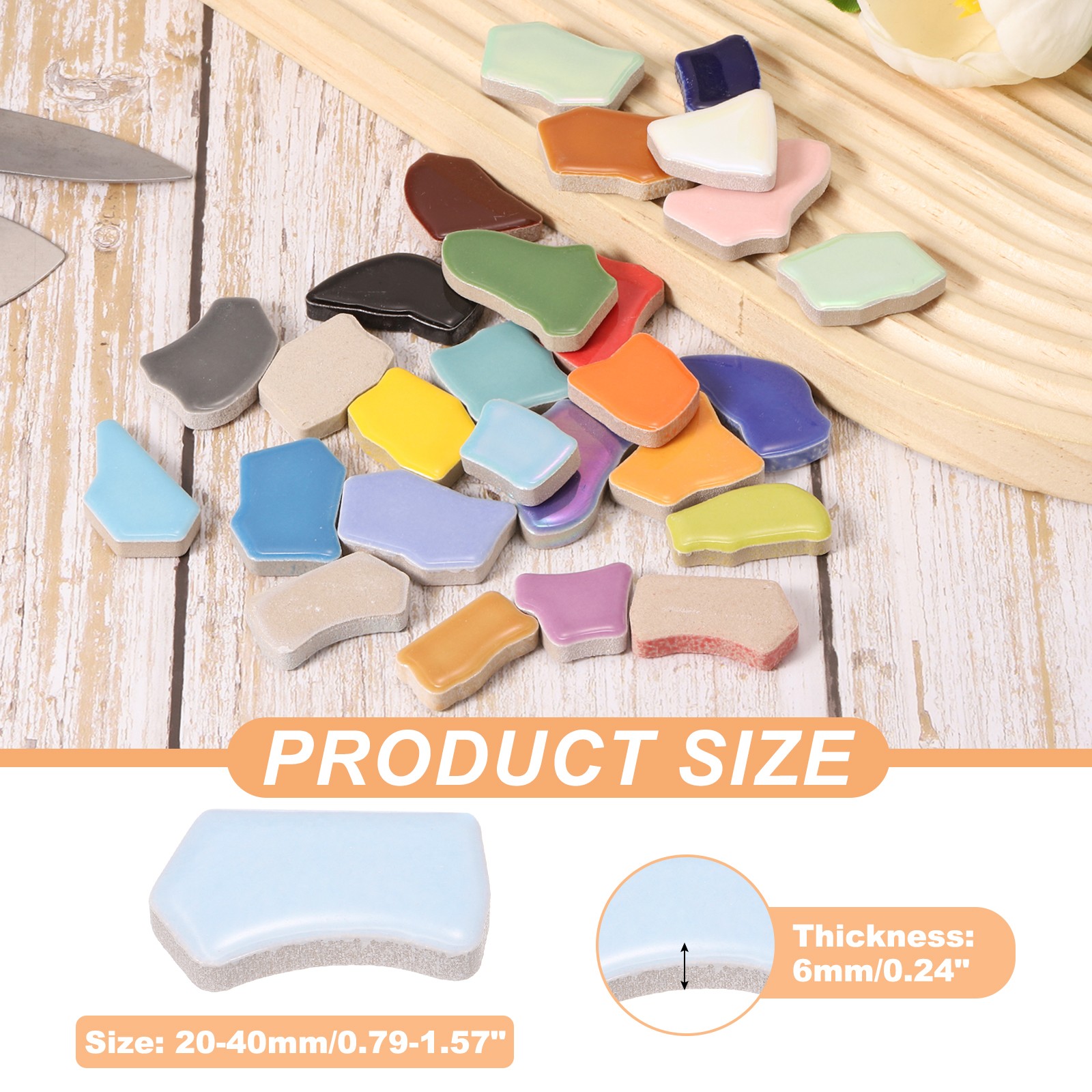 500g/1.1LB 0.79″-1.57″ Irregular Ceramics Mosaic Tiles Grey Blue