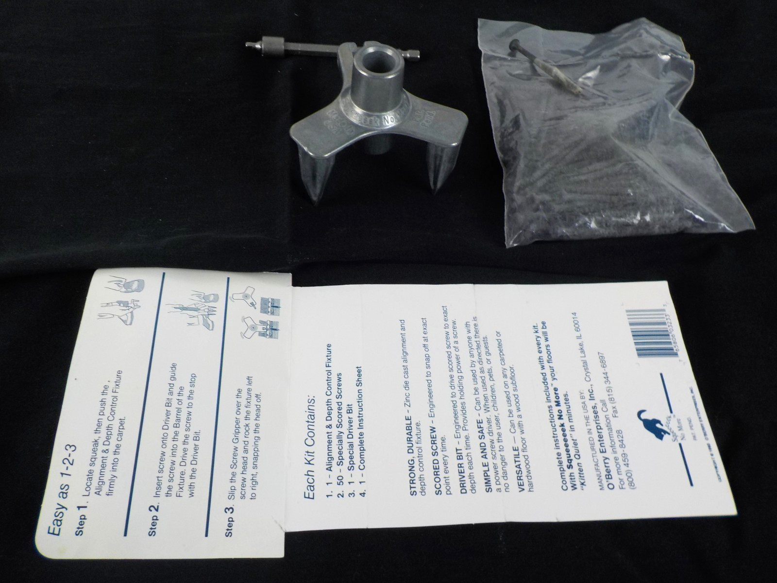 Squeeeeek No More Model 3230 Floor Squeaks Kit Opened Unused + Vintage Bag