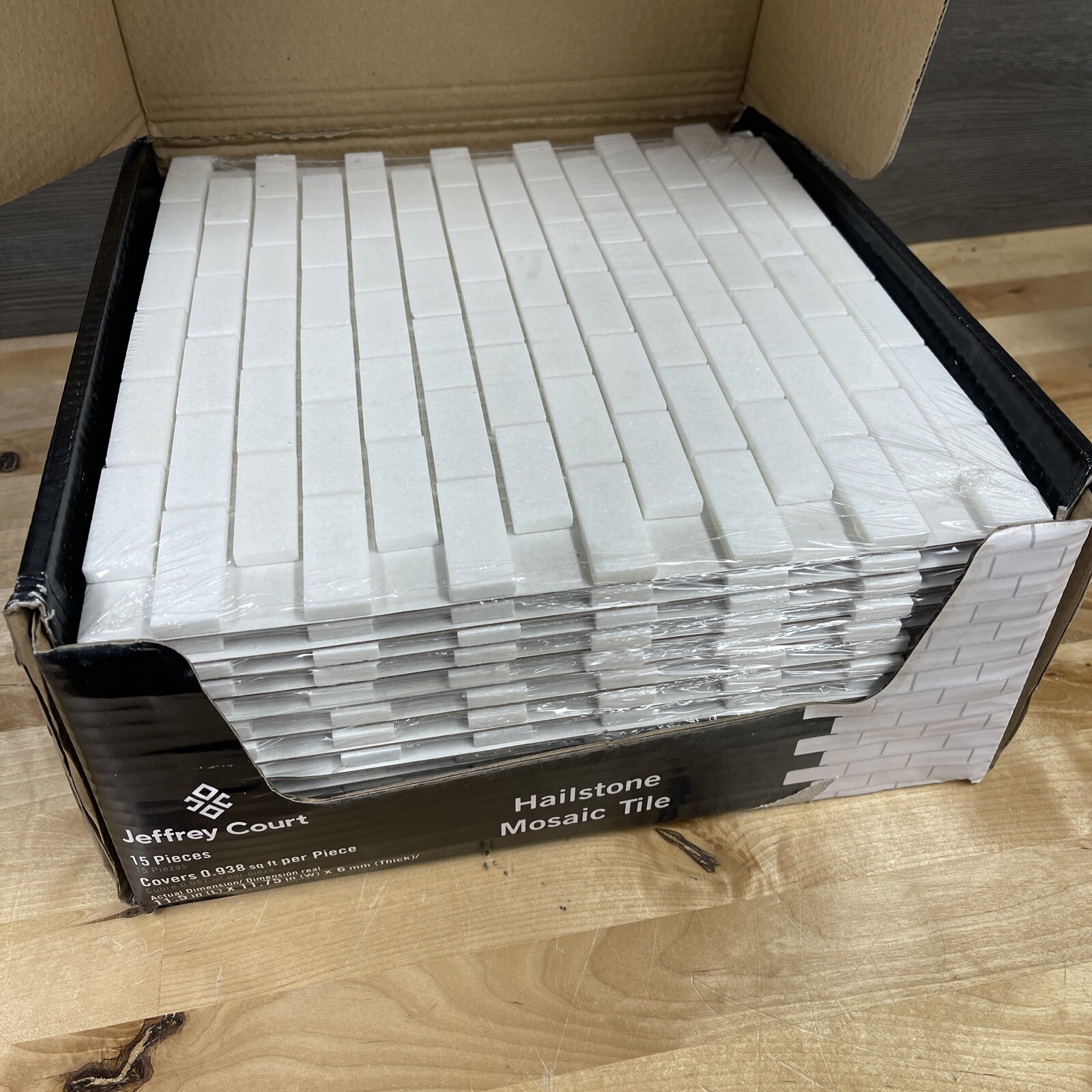 15 Pack Jeffery Court Hailstone Marble Mosaic Tile 11.5”x11.75” Brand New