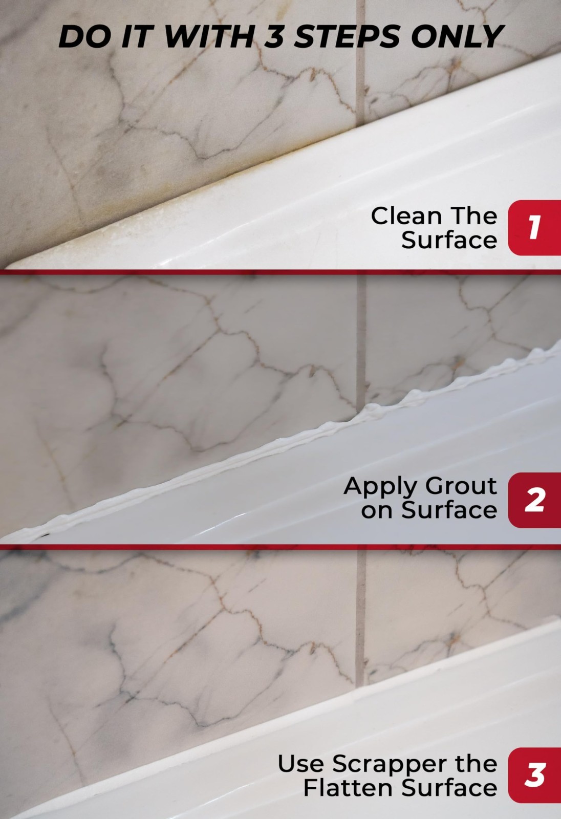 Grout Repair Kit – Fast Drying White Grout Filler Tube, Restore Tile Gaps & Join