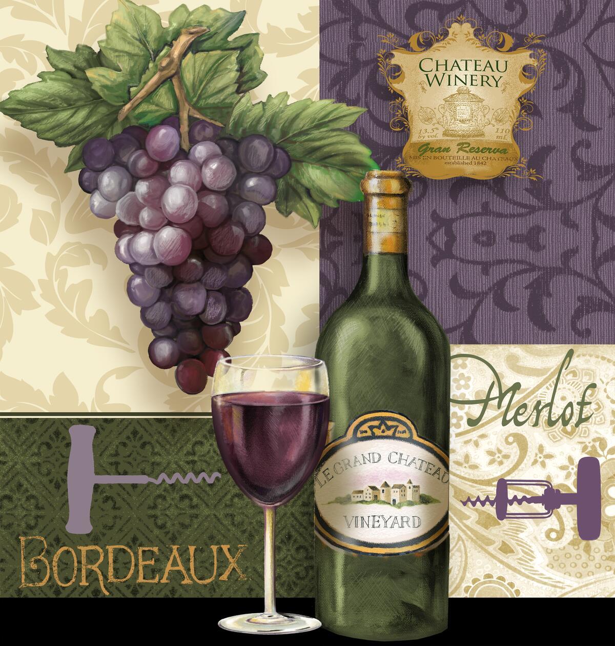 Ceramic Backsplash Tile Mural Wine Themed Kitchen – Chateau Reds – TW – Tom Wood